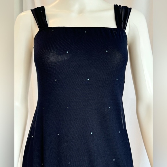 Tahari Dresses & Skirts - Vintage Tahari Navy Mesh Midi dress with Blue Crystals Size 2